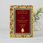 Vintage 1618 Hochzeit der indischen Bläserei Folieneinladung (Stehend vorne)