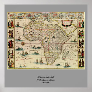 Vintage 1660’s Africa Map by Willem Janszoon Blaeu Poster
