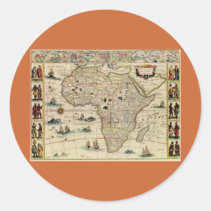 Vintage 1660’s Africa Map by Willem Janszoon Blaeu Runder Aufkleber
