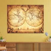 Vintage 1773 Mauer der Weltkarte Kunst Leinwanddruck (Insitu (Wohnzimmer))