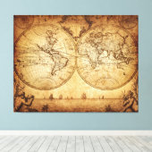 Vintage 1773 Mauer der Weltkarte Kunst Leinwanddruck (Insitu (Holzboden))