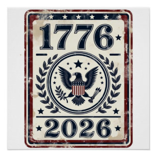 Vintage 1776 2026 patriotischer Adlersiegel Poster