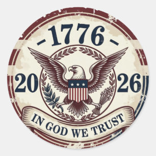 Vintage 1776 Adler-Abzeichen Patriotisch Runder Aufkleber