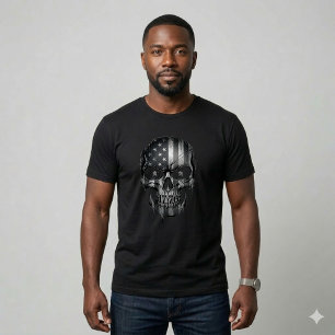 Vintage 1776 Amerikanische Flagge Totenkopf Patrio T-Shirt