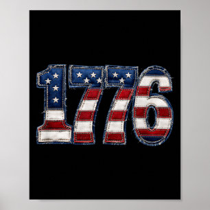 Vintage 1776 Patriotische USA-Flagge 4. Juli Männe Poster
