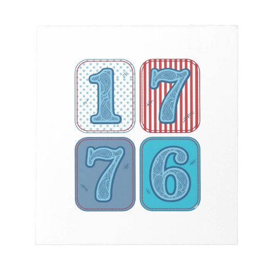 Vintage 1776 patriotischer Patchwork Notizblock (Vorderseite)