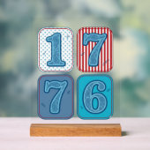 Vintage 1776 patriotisches Patchwork Acrylschild (Neutral)