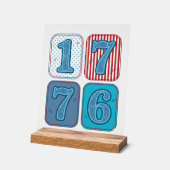 Vintage 1776 patriotisches Patchwork Acrylschild (Winkel)