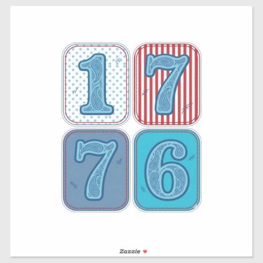 Vintage 1776 patriotisches Patchwork Aufkleber (Blatt)