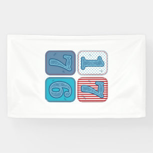 Vintage 1776 patriotisches Patchwork Banner