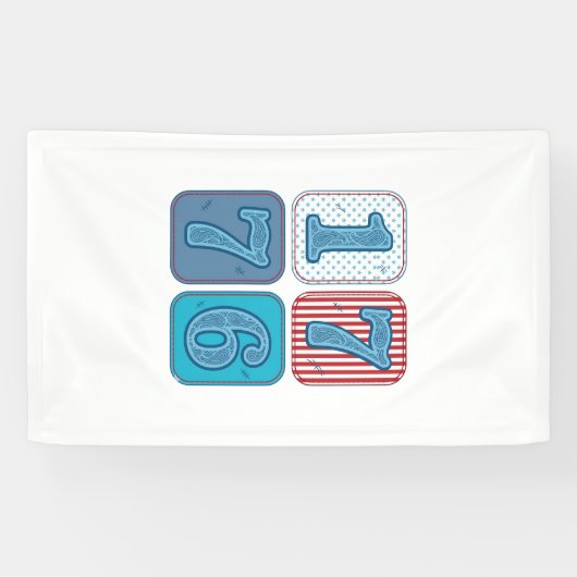 Vintage 1776 patriotisches Patchwork Banner (Horizontal)