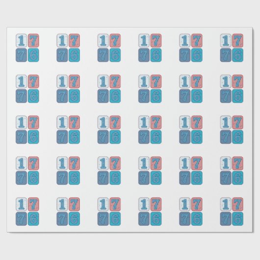 Vintage 1776 patriotisches Patchwork Geschenkpapier (Flach)