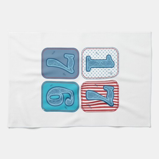 Vintage 1776 patriotisches Patchwork Geschirrtuch (Horizontal)