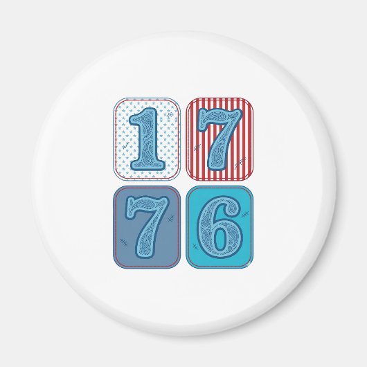 Vintage 1776 patriotisches Patchwork Magnet (Vorne)