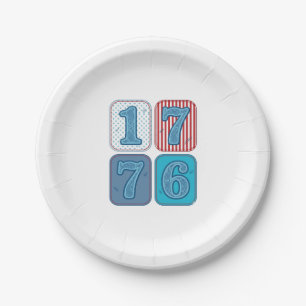 Vintage 1776 patriotisches Patchwork Pappteller