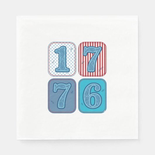 Vintage 1776 patriotisches Patchwork Serviette (Vorderseite)