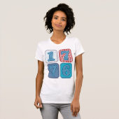 Vintage 1776 patriotisches Patchwork T-Shirt (Vorne ganz)