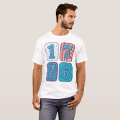 Vintage 1776 patriotisches Patchwork T-Shirt (Vorne ganz)