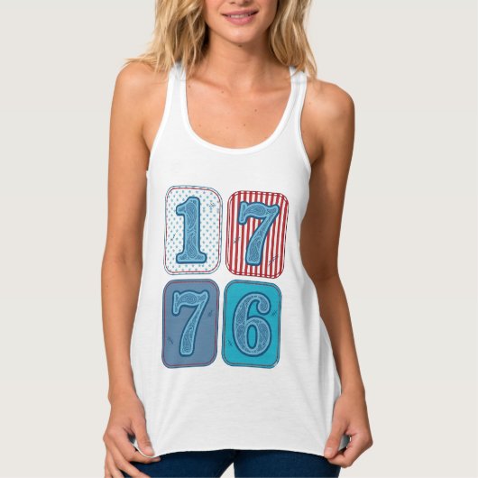 Vintage 1776 patriotisches Patchwork Tank Top (Vorderseite)