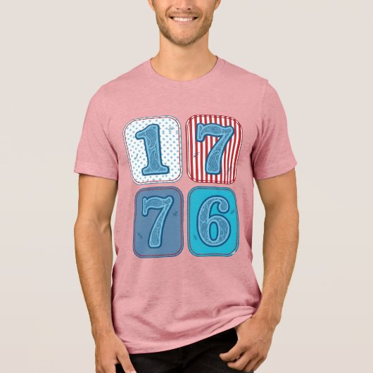 Vintage 1776 patriotisches Patchwork Tri-Blend Shirt (Vorderseite)