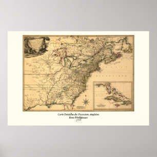 Vintage 1777 American Colones Map by Phelipleder Poster
