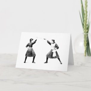 Vintage 1800-er-Frauen-Fencing-Karte Karte