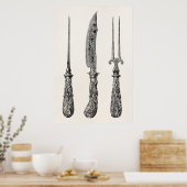 Vintage 1800er Knife Gabel Pick Kitchen Cutlery Poster (Küche)