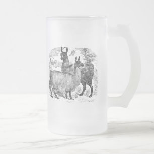 Vintage 1800er Lama Retro Alpaka Lamas Schablone Mattglas Bierglas