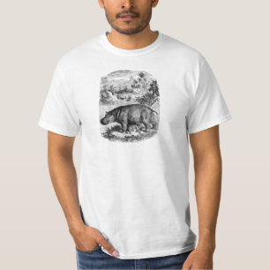 Vintage 1800er Nilpferd mit Baby Retro-Nilpferd-Vo T-Shirt
