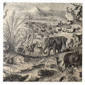 Vintage 1800s afrikanische Tierillustrations-Tiere Fliese (Vorderseite)