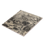 Vintage 1800s afrikanische Tierillustrations-Tiere Fliese (Seite)