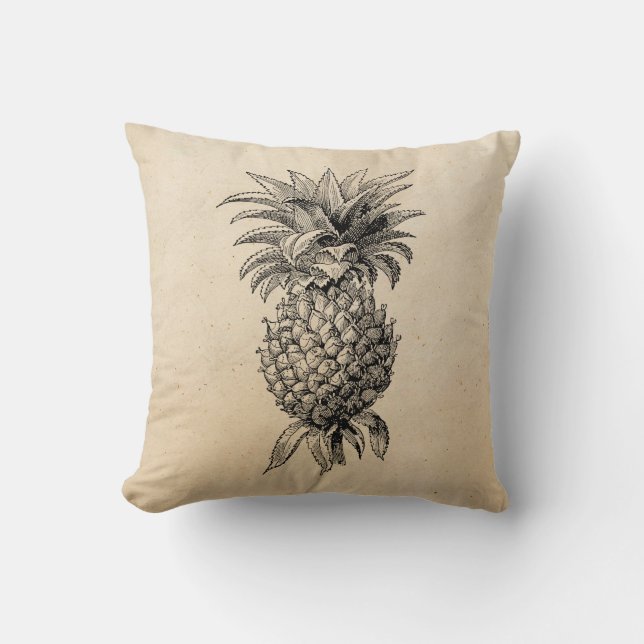 Vintage 1800s Ananas-Illustrations-Ananas Kissen (Vorderseite)
