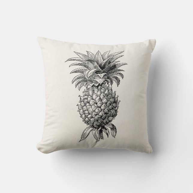Vintage 1800s Ananas-Illustrations-Ananas Kissen (Vorderseite)