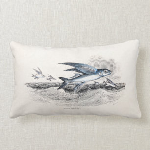 Vintage 1800s blaue Fliegen-Fische in den Lendenkissen