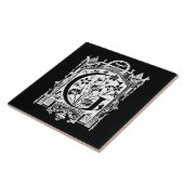 Vintage 1800s Buchstabeg-Monogramm-Illustration Fliese (Seite)