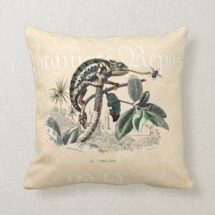 Vintage 1800s Chamäleon-Eidechsen-Retro Chamäleo Kissen