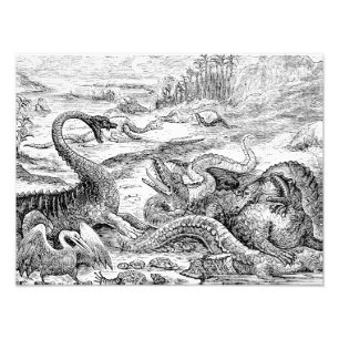 Vintage 1800s Dinosaurier-Illustration - Fotodruck