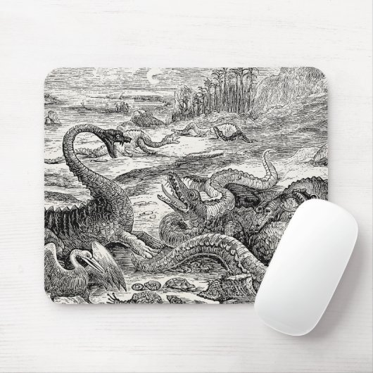 Vintage 1800s Dinosaurier-Illustration - Mousepad (Mit Mouse)