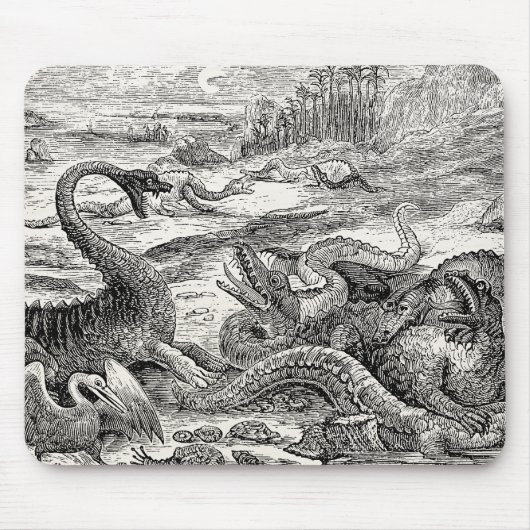Vintage 1800s Dinosaurier-Illustration - Mousepad (Vorne)