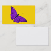 Vintage 1800s dunkler lila Schmetterling auf Gelb Visitenkarte (Vorne/Hinten)