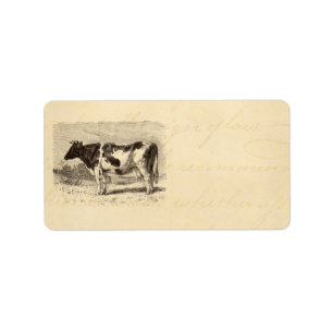 Vintage 1800s große niederländische Kuh-Retro K Adressaufkleber