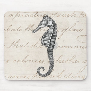 Vintage 1800s hawaiische Seepferdeillustration Mousepad