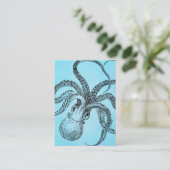 Vintage 1800s Krake auf aquamarinem blauem Visitenkarte (Stehend Vorderseite)