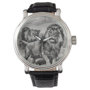 Vintage 1800s Löwe Lionesse große Armbanduhr