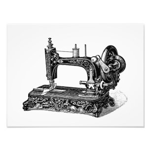 Vintage 1800s Nähmaschine-Illustration Fotodruck