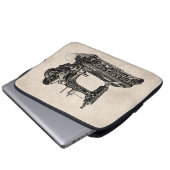 Vintage 1800s Nähmaschine-Illustration Laptopschutzhülle (Vorne Knopf)
