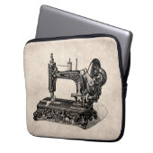 Vintage 1800s Nähmaschine-Illustration Laptopschutzhülle (Vorderseite Links)