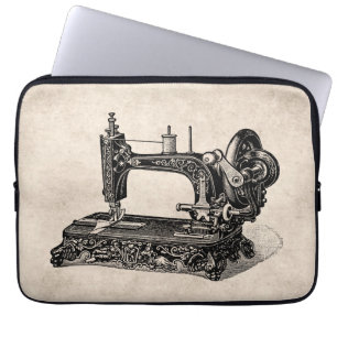Vintage 1800s Nähmaschine-Illustration Laptopschutzhülle