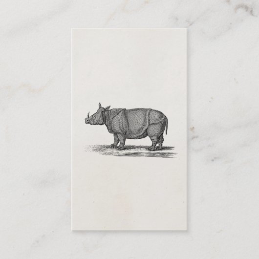 Vintage 1800s Nashorn-Illustration - Rhino Visitenkarte (Vorderseite)