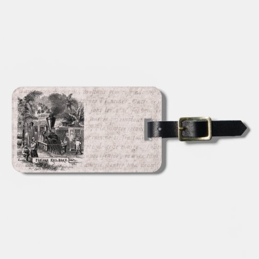 Vintage 1800s Panamakanal-Eisenbahn-Zug-Schablone Gepäckanhänger (Vorderseite horizontal)
